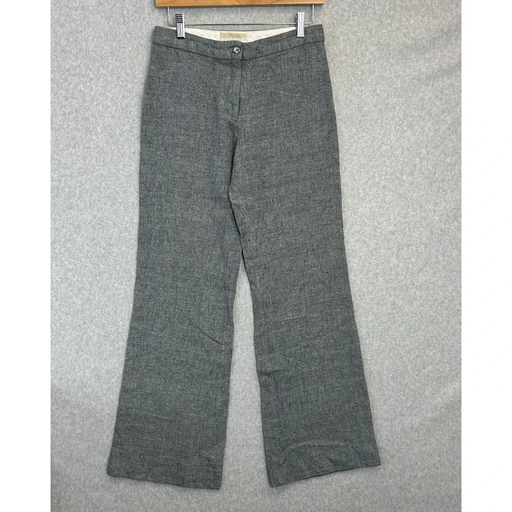 Michael Kors Size 6 Trousers Gray 100% Linen Wide Leg Pants Office Professional